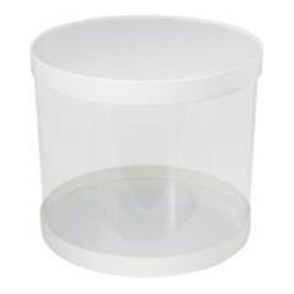 Коробка для торта ШЛЯПНАЯ прозрачная, Белая, d- 300 мм высота 250 мм, арт.022720