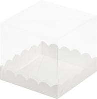 Коробка под торт с прозр. куполом ВОЛНА 150*150*140 (белая), арт.022100