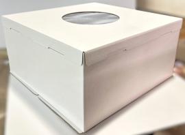 Коробка для торта с окном, 500*500*250, гофрокартон, БЕЛАЯ, арт.020645