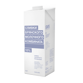 Сливки БМК ультрапастеризованные 10%, 1 л TBA edge (12 шт/упак)