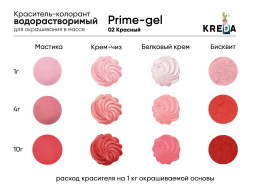 Колорант Prime-gel 02 в/р "Красный", 10 мл (уп/12шт.)