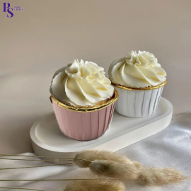 Форма бумажная Маффин 50*40 мм розовый/золото, 50 шт