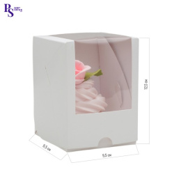 Упаковка под один капкейк с окном, белая,12,5*9,5*9,5 см, арт.3382835