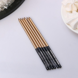 Свечи в торт "Праздник", 6 шт, 16 см, золото с чёрным, арт.5122210